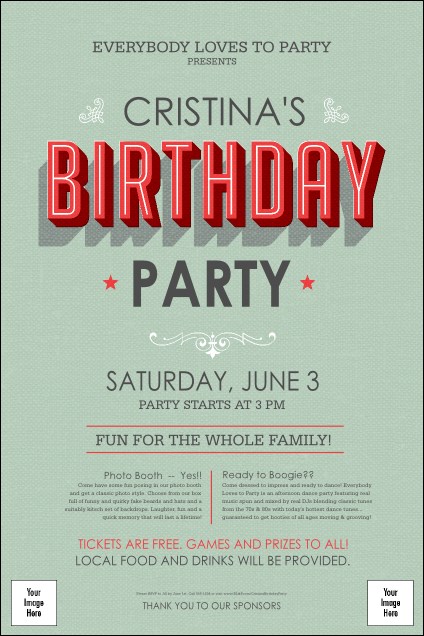 Birthday Party Green Poster