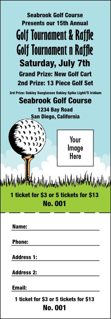 Golf Raffle Ticket 001 Product Front