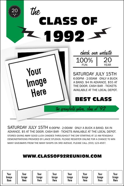 Class Reunion Mascot Green Logo Poster