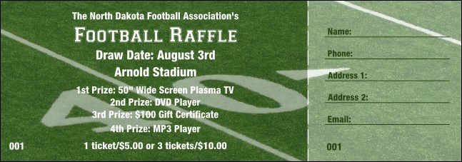 Football Raffle Ticket 003 Product Front