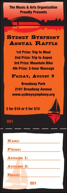 Sydney Raffle Ticket (Orange) Product Front