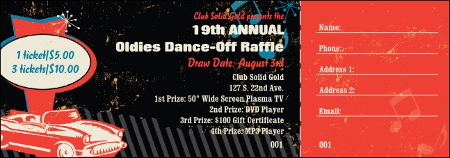 Oldies Raffle Ticket Product Front