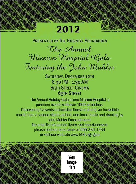 2012 Gala Plaid Green Invitation