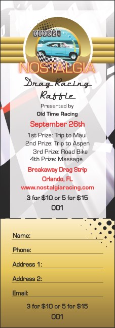 Drag Racing Raffle Ticket Product Front
