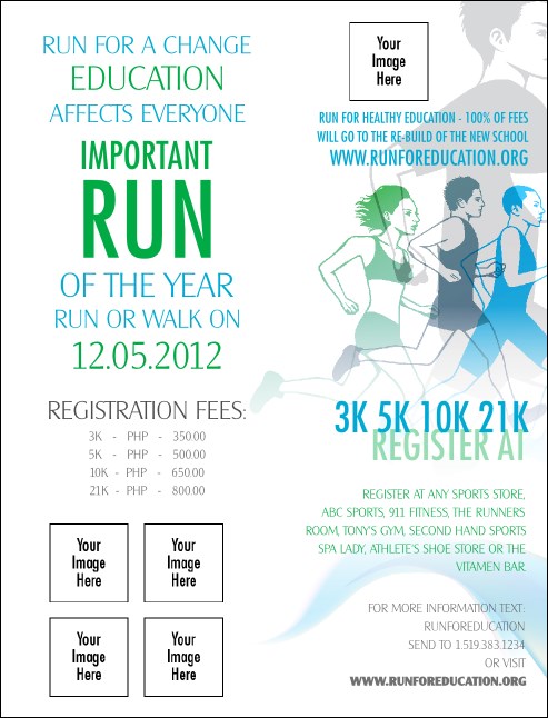 Run for a Cause Blue & Green Invitation Product Front