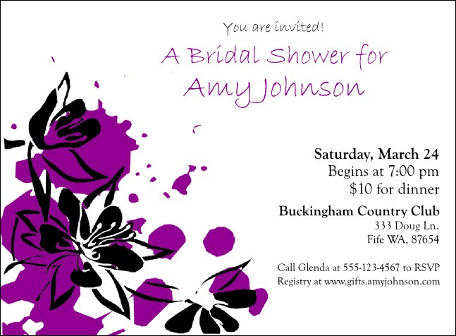 Purple Flowers Invitation