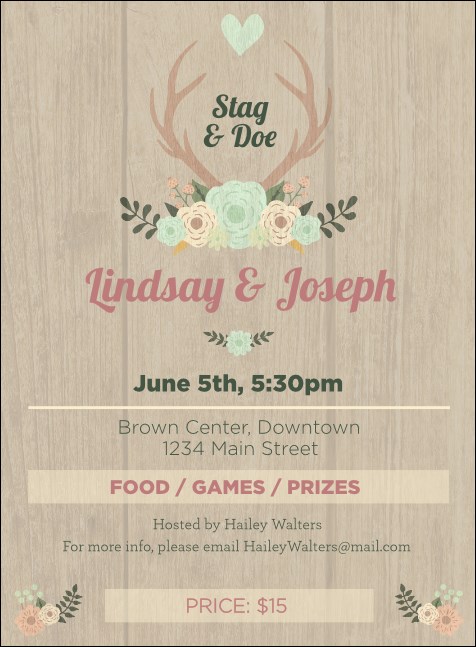Flower Stag & Doe Invitation Product Front
