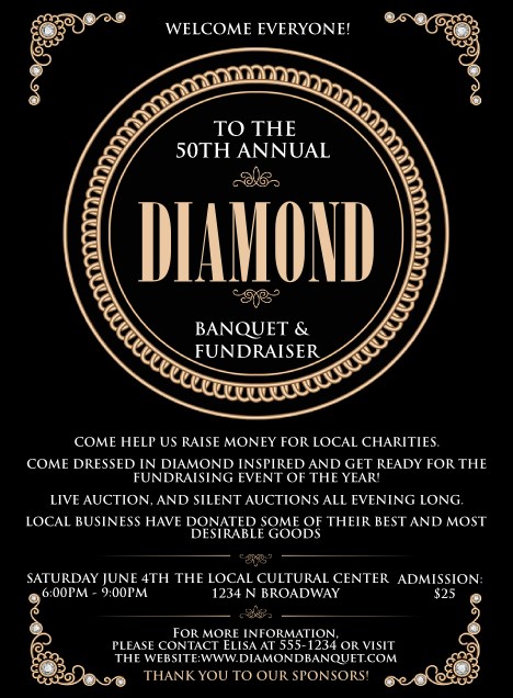 Diamonds Black Invitation