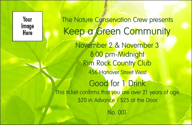 Green Leaves Drink Ticket Product Front