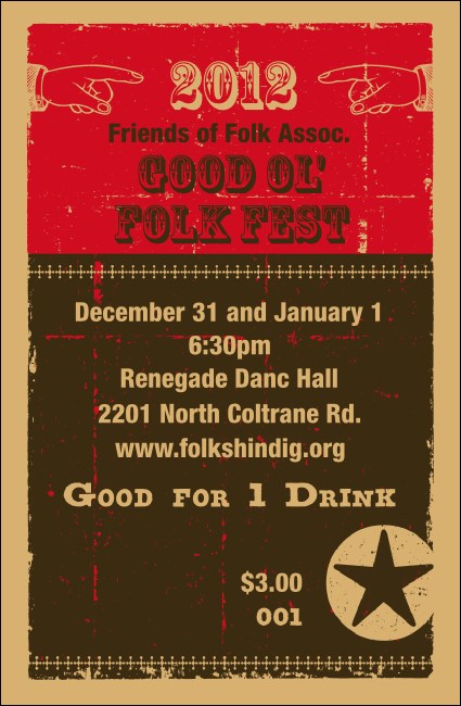 2012 Woodcut Drink Ticket