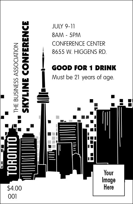 Toronto Drink Ticket (Black & white) Product Front