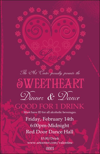 Valentine Heart Drink Ticket Product Front