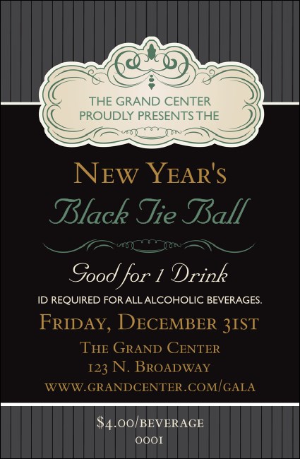 Classic Black Pinstripe Drink Ticket