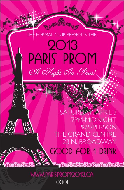 Paris Pink and Black Drink Ticket Product Front
