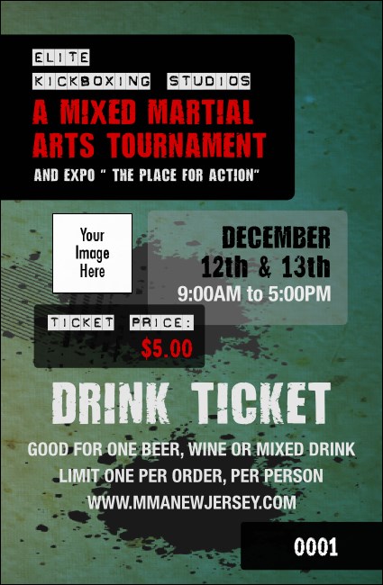 Contemporary Mixed Martial Arts Drink Ticket