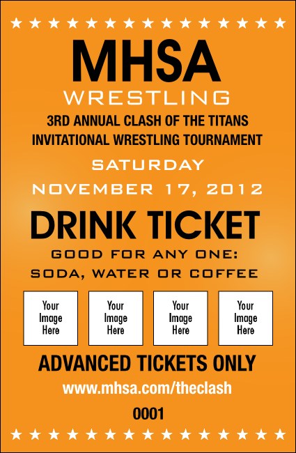 Wrestling Drink Ticket (Orange) Product Front