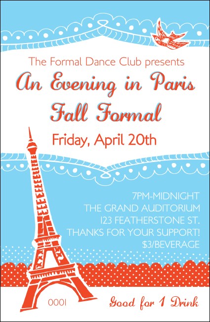 Whimsical Paris Drink Ticket