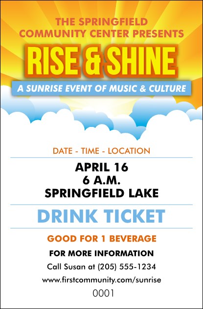 Sunrise Clouds Drink Ticket Product Front