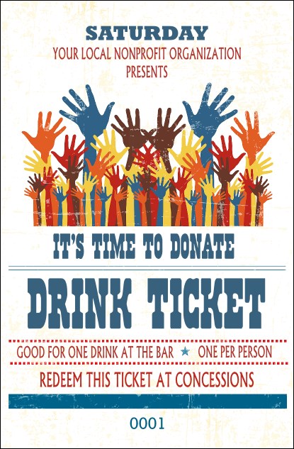 Fundraising Hands Drink Ticket Product Front