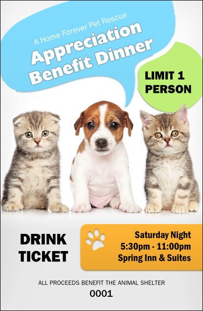 Animal Rescue Drink Ticket Product Front