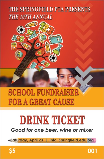 Fundraiser Education Drink Ticket Product Front