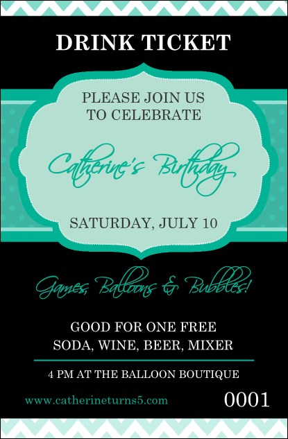 Happy Birthday Chevron Drink Ticket