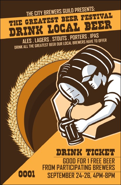 Beer Festival Artisan Drink Ticket Product Front