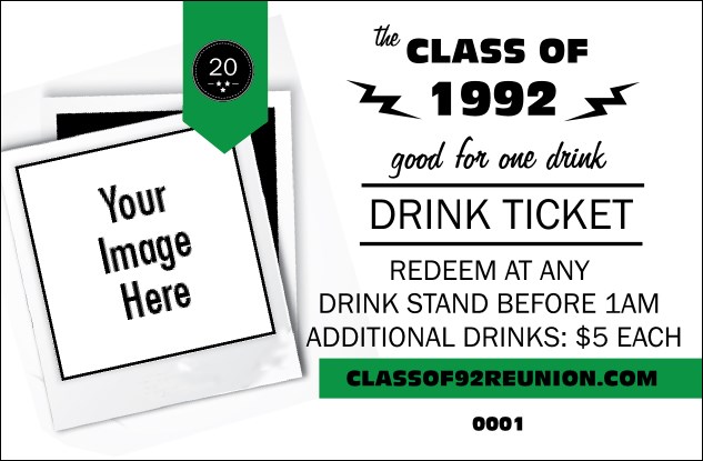 Class Reunion Mascot Green Drink Ticket