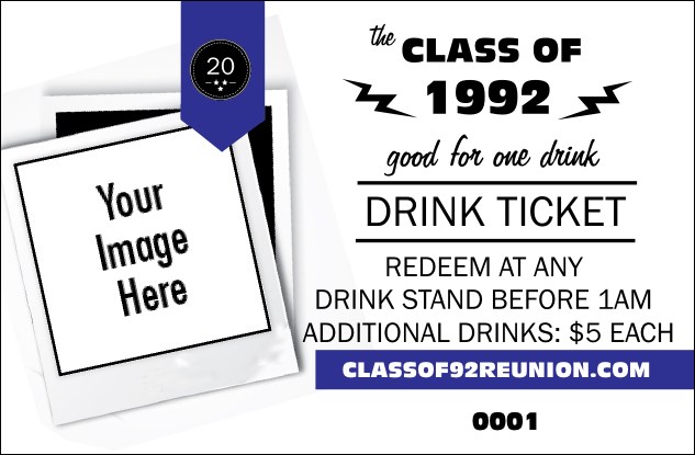 Class Reunion Mascot Blue Drink Ticket