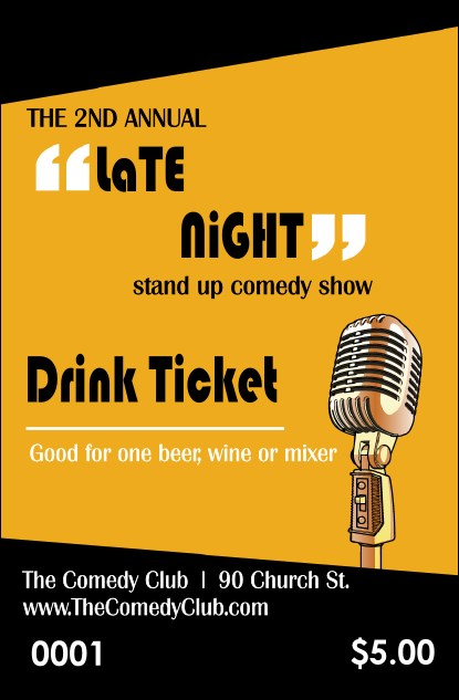 Comedy Retro Microphone Drink Ticket Product Front