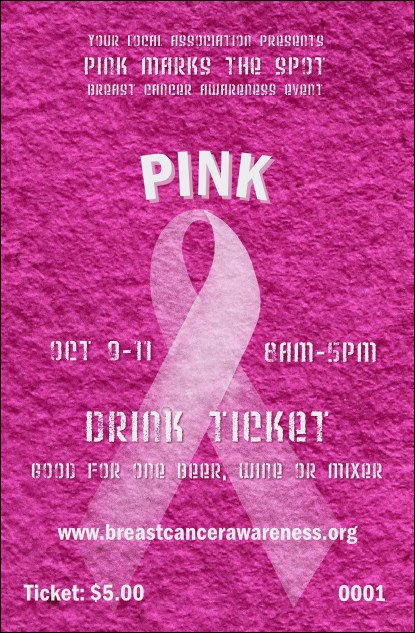 Breast Cancer Pink Ribbon Drink Ticket