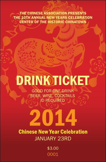 Chinese New Year 2014 Drink Ticket Product Front