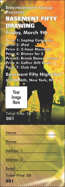 Nightclub Yellow Raffle Ticket