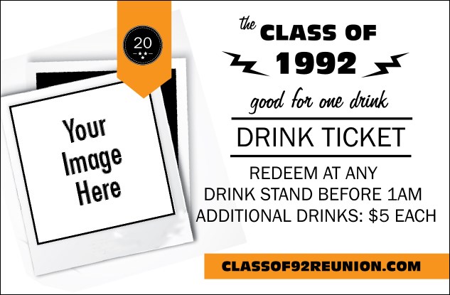 Class Reunion Mascot Orange Drink Ticket Product Front