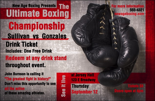 Boxing Gloves Drink Ticket