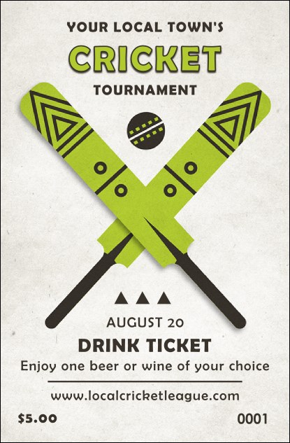 Cricket Drink Ticket Product Front