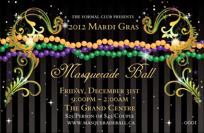 Mardi Gras Beads Drink Ticket Product Front