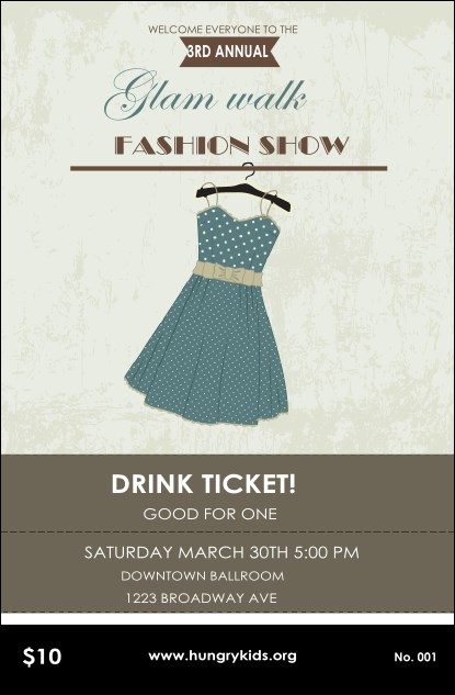 Fashion Show Drink Ticket Product Front