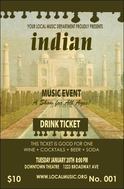 Indian Music Drink Ticket