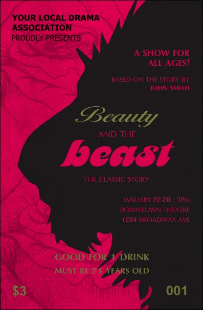 Beauty and the Beast Drink Ticket