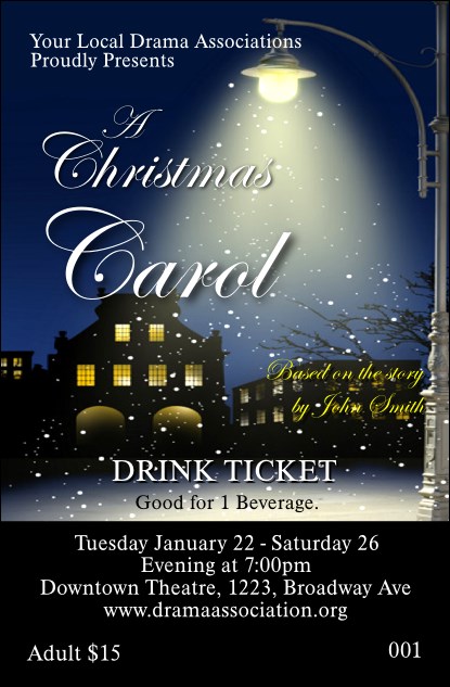 Christmas Carol Drink Ticket