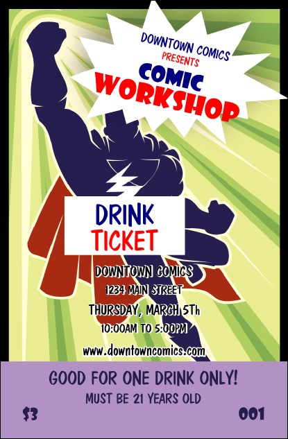 Comic Book Drink Ticket