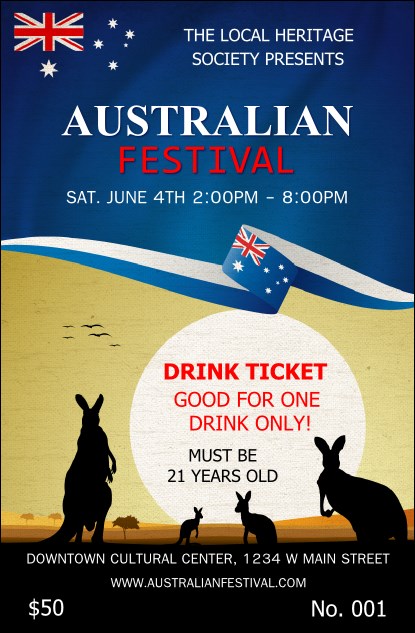 Australia Drink Ticket Product Front