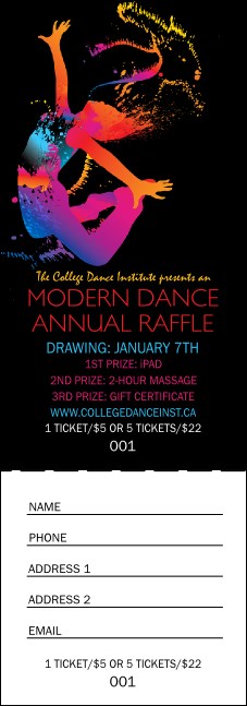 Modern Dance Black Raffle Ticket