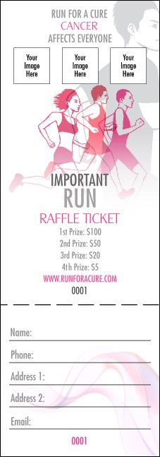 Run for a Cause Pink Raffle Ticket