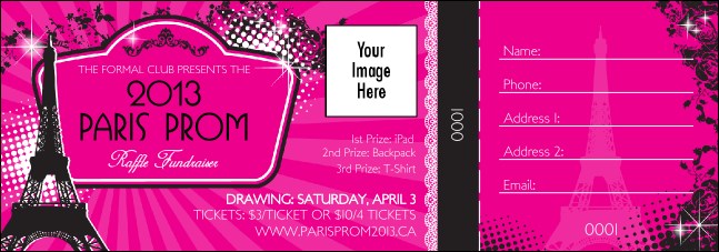 Paris Pink and Black Raffle Ticket