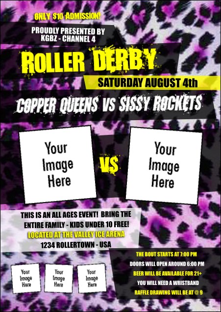 Roller Derby Pink Leopard Postcard