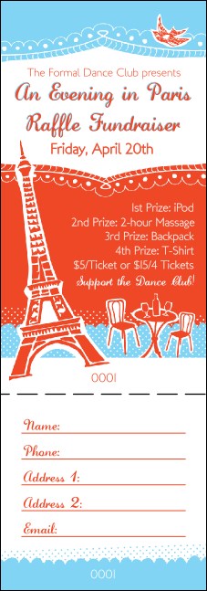 Whimsical Paris Raffle Ticket Product Front