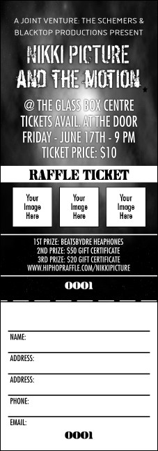 Galaxy Hip Hop Black and White Raffle Ticket