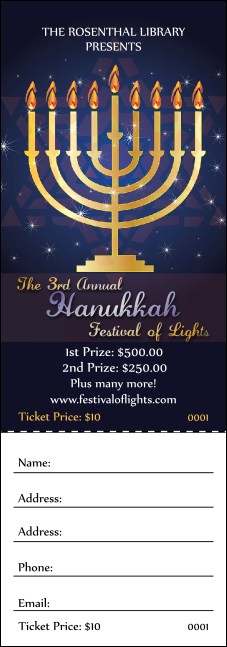 Hanukkah Menorah Raffle Ticket